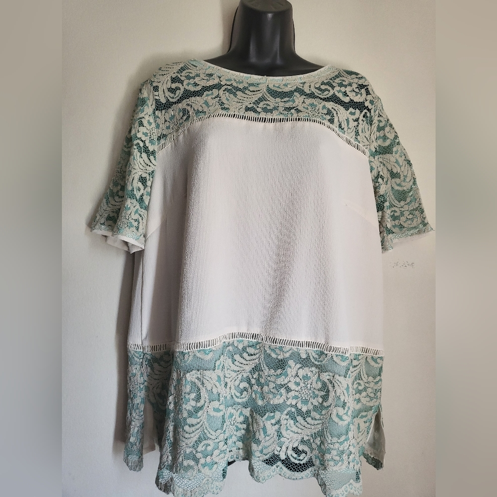 Lacy Teal Blue Blouse